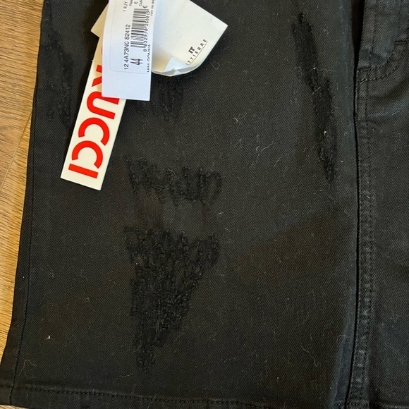 NWT Fiorucci Mini Gonna Distressed Black Denim Mini Skirt Size Euro 44 US 32 - Picture 8 of 8